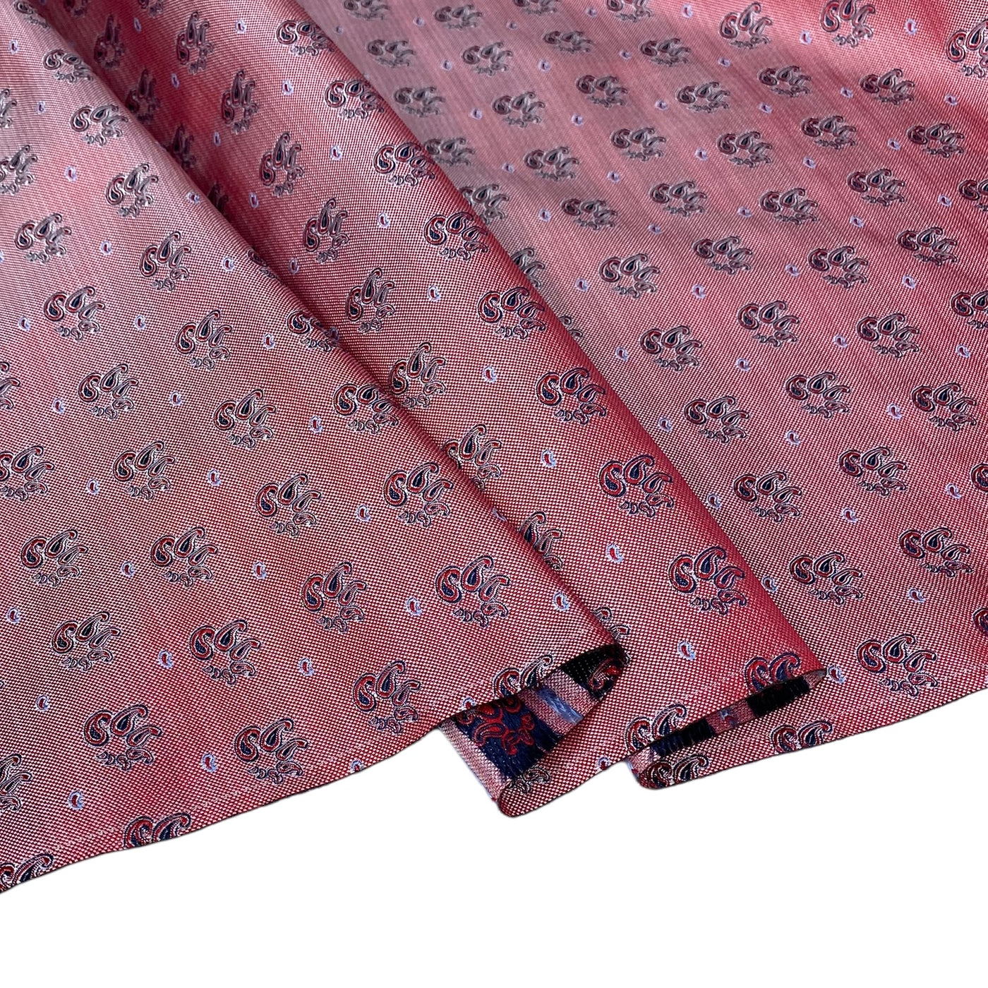 Silk Paisley Jacquard Remnant - Red/White/Navy/Light Blue
