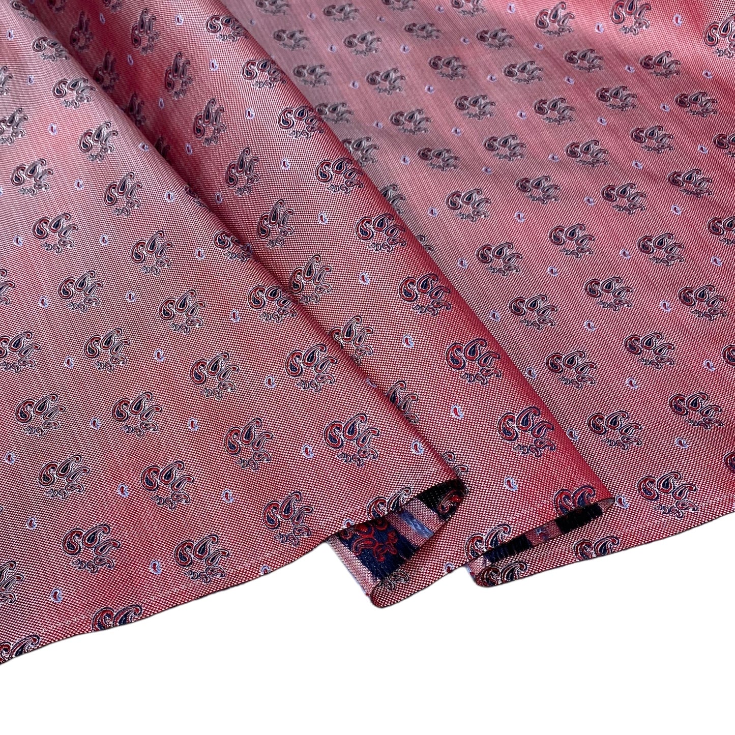 Silk Paisley Jacquard Remnant - Red/White/Navy/Light Blue