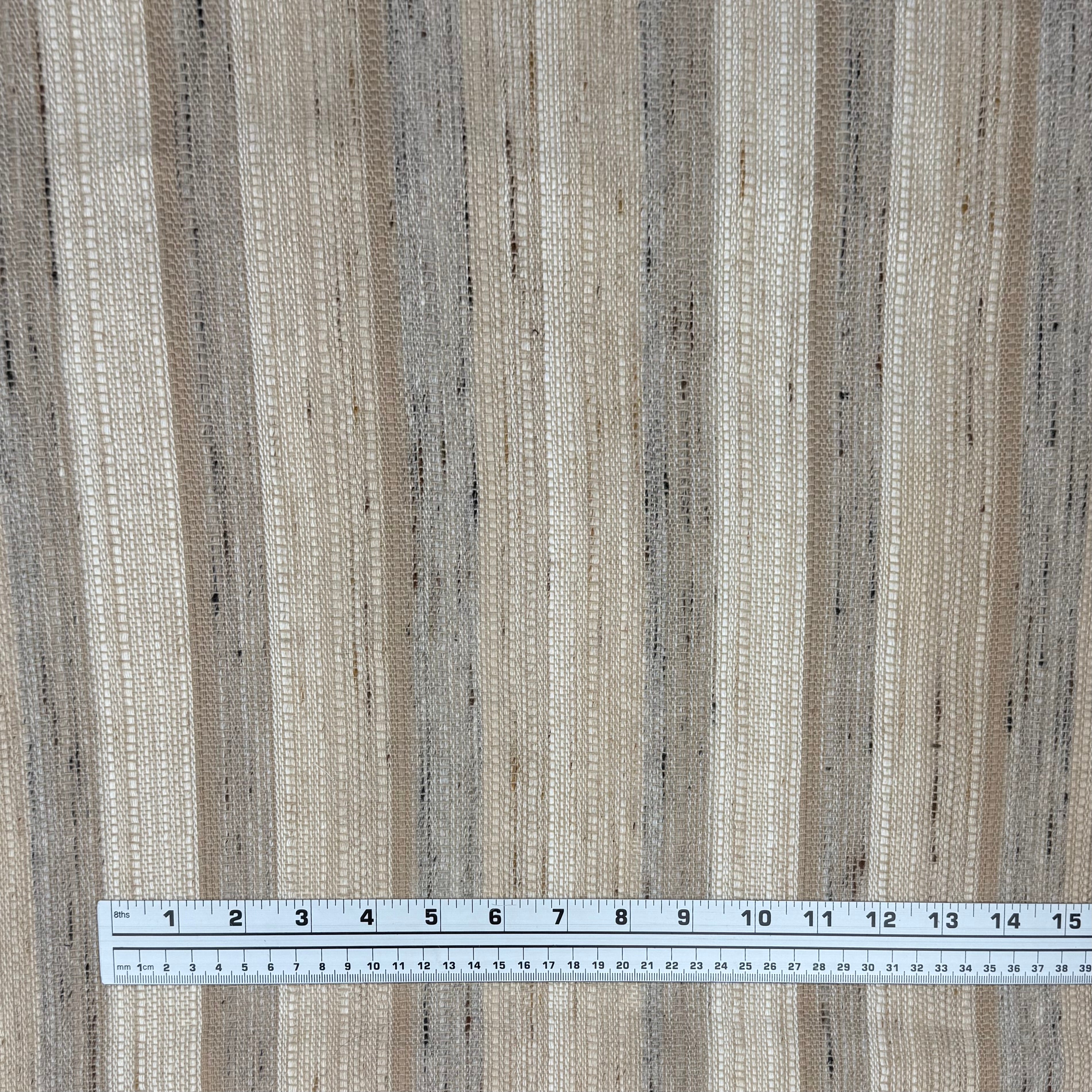 Woven Acrylic Striped Upholstery Remnant - Beige/White/Grey/Brown