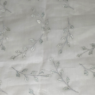 Embroidered Silk Organza - Light Grey/Mint