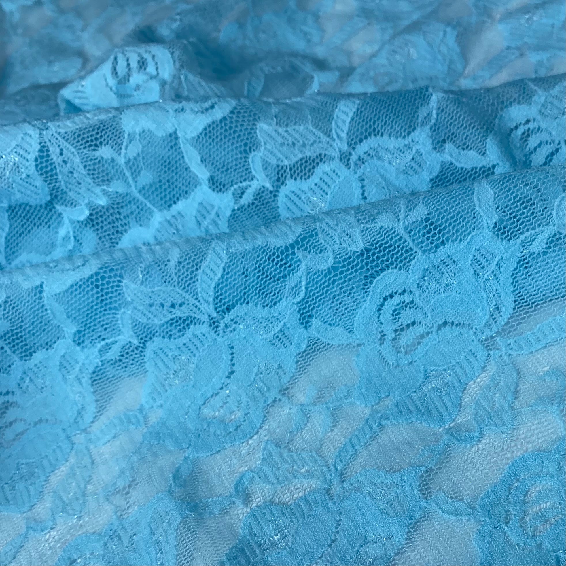 Floral Corded Lace - Light Blue