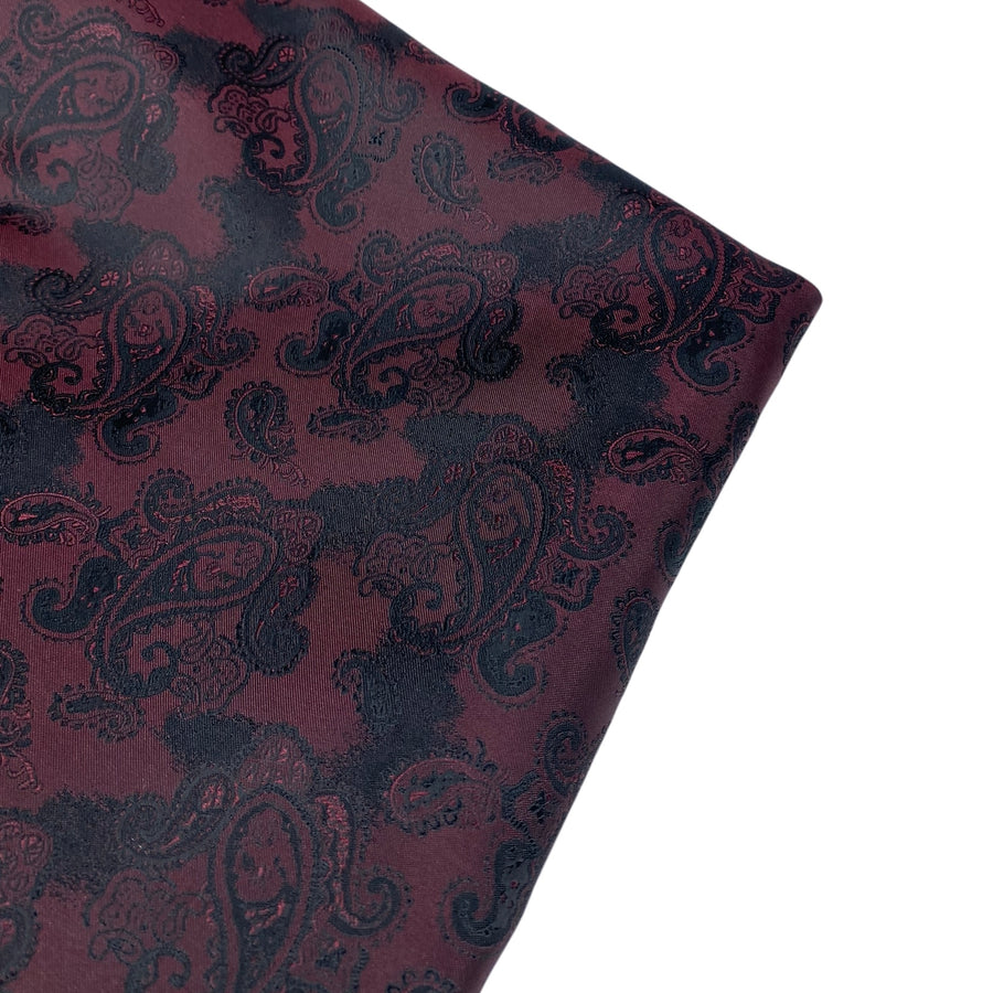 Paisley Silk/Polyester Jacquard - Burgundy / Black