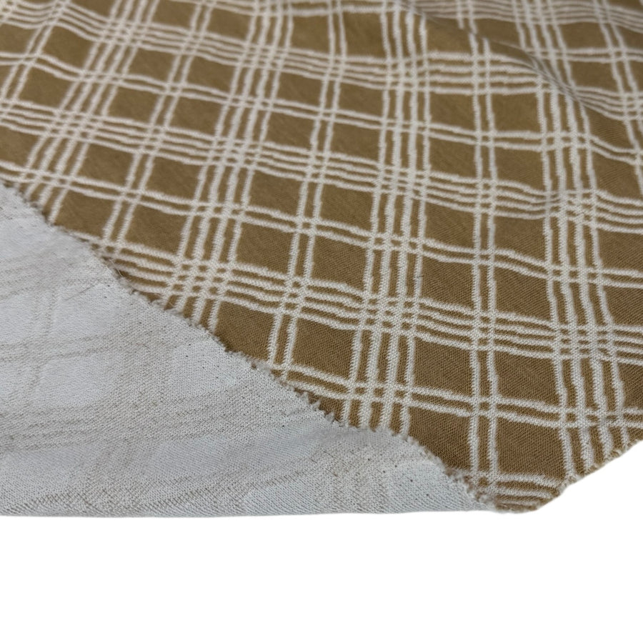 Plaid Patterned Polyester Knit - Beige/White