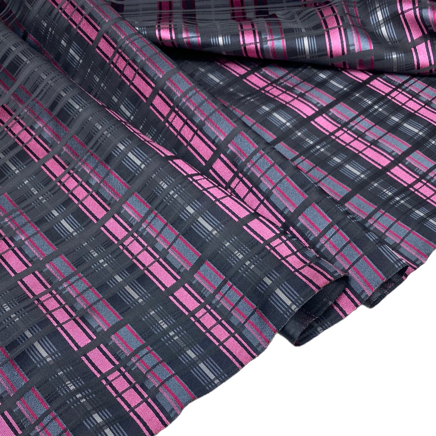 Plaid Silk/Polyester - Black / Grey / Pink