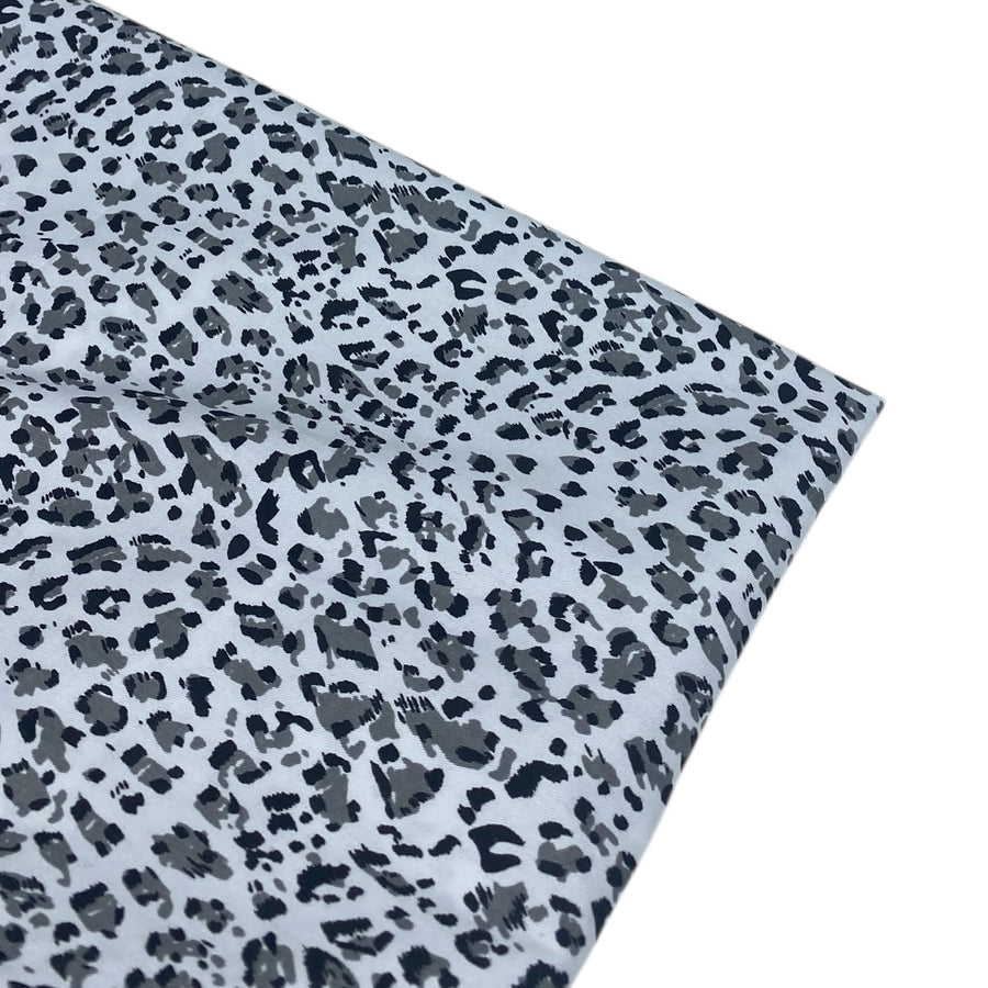 Lightweight Printed Cotton Cheetah - White/Black/Grey