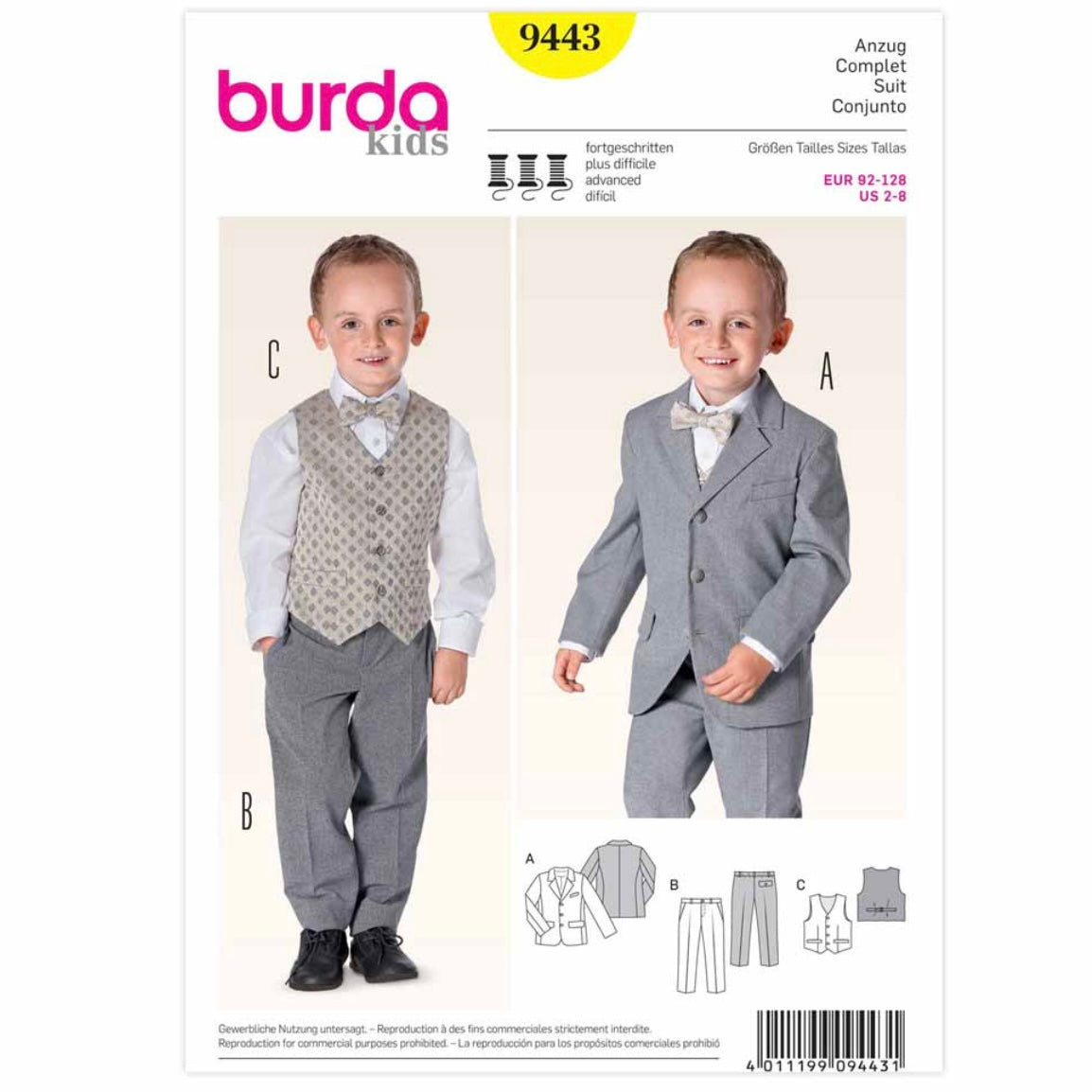 Burda Kids 9443 - Suit Sewing Pattern
