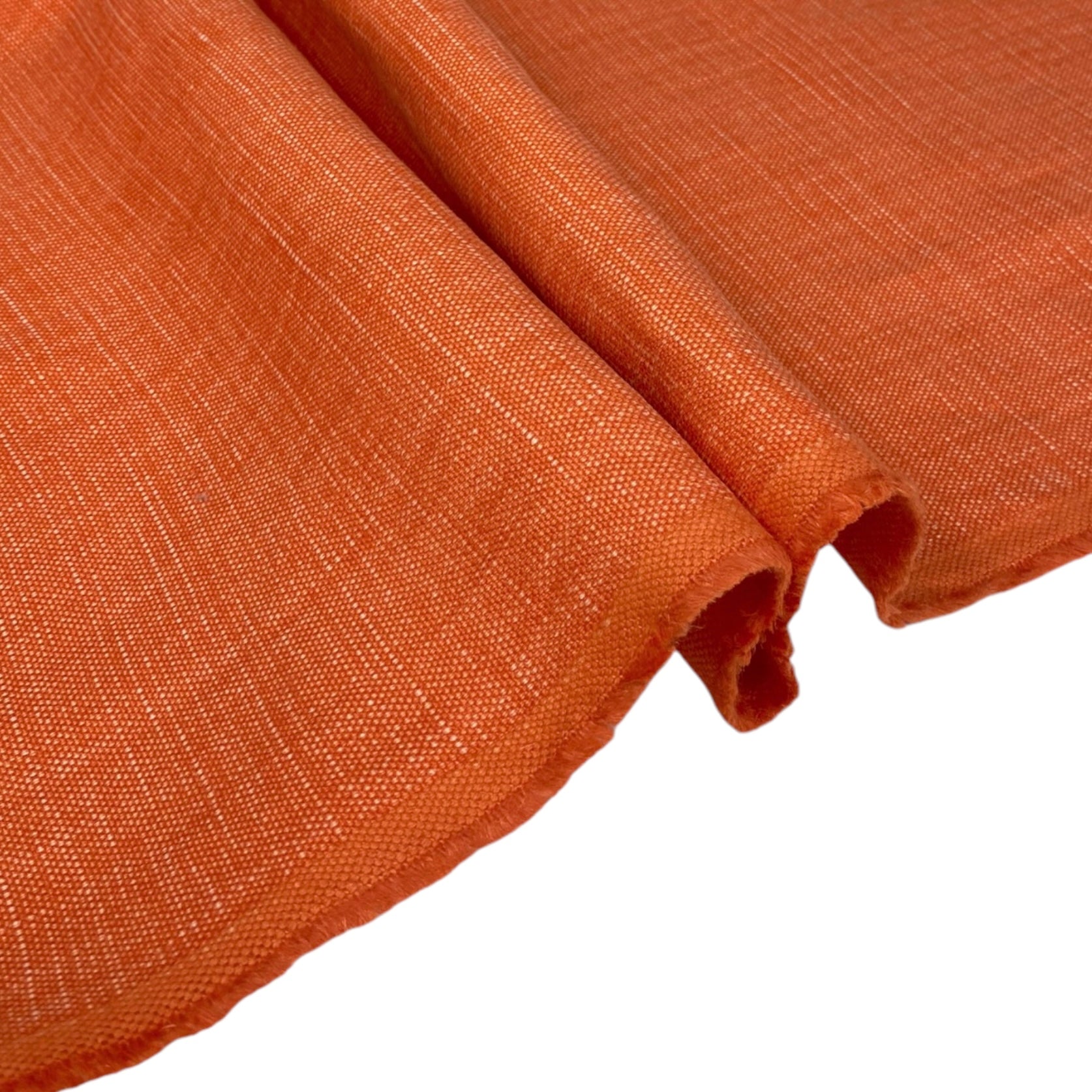 Linen Remnant  - Orange/White