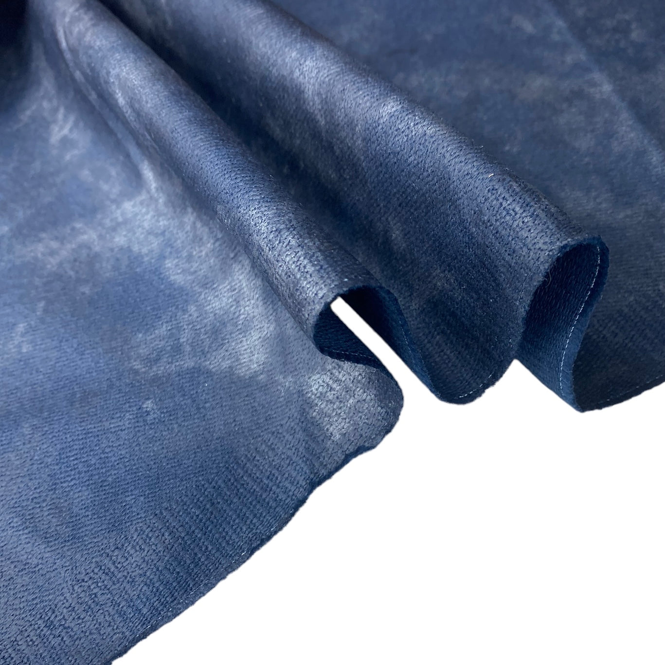Distressed Coated Stretch Twill Canvas - Navy