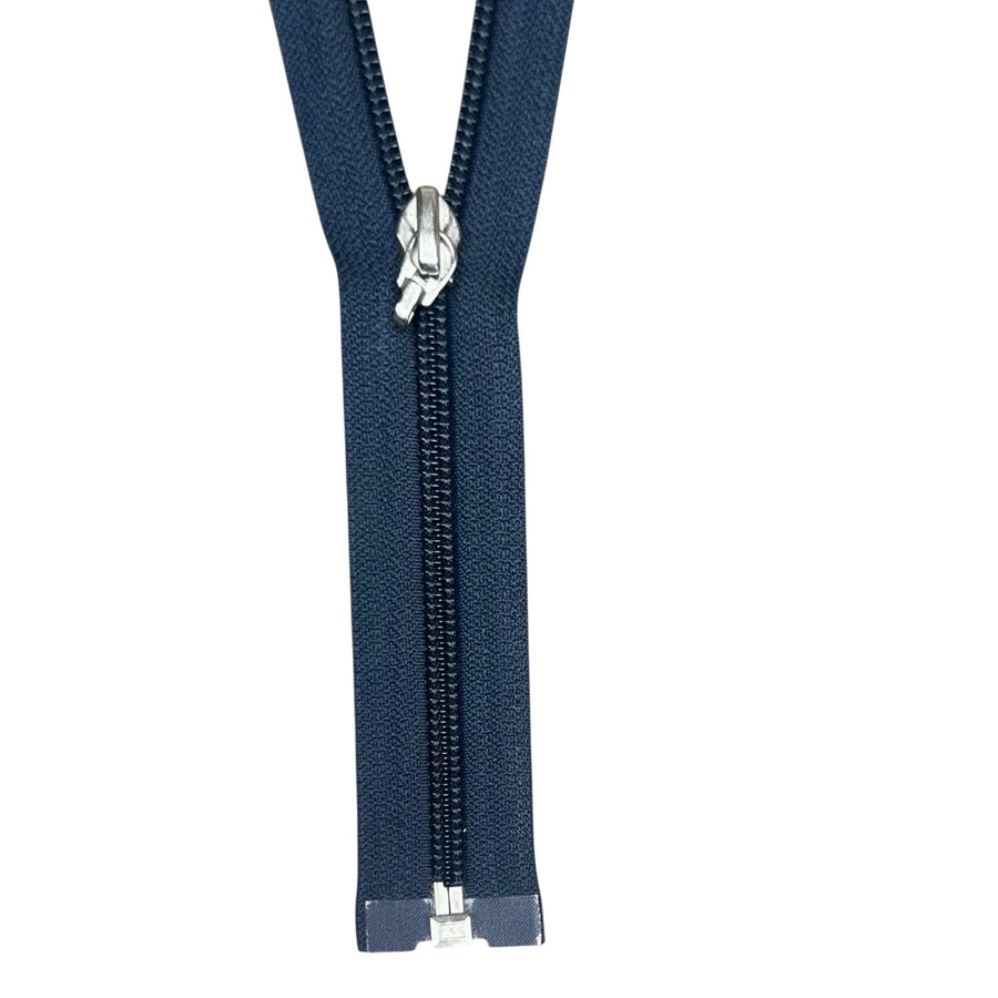 Coil One-Way Open End YKK Zipper 29” - Navy/Silver