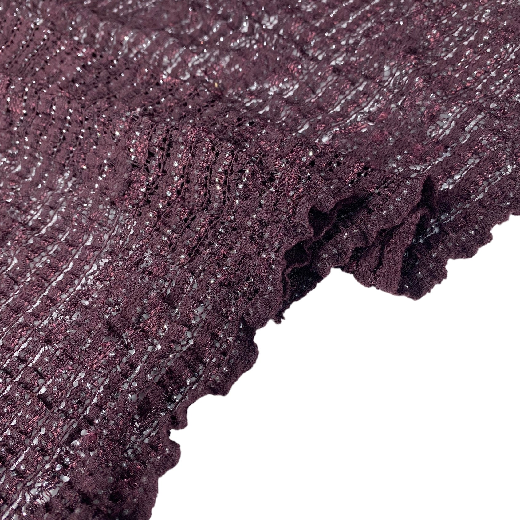 Stretch Floral Lace - Purple/Silver Glitter