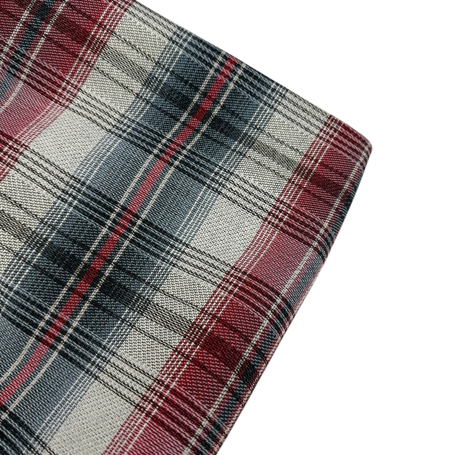 Plaid Cotton Blend Upholstery Remnant - Red/White/Blue