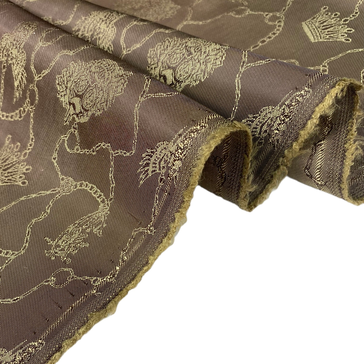 Two Toned Patterned Lining - Chains/Crowns - Brown/Gold