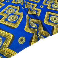 African Printed Cotton - Blue/Yellow