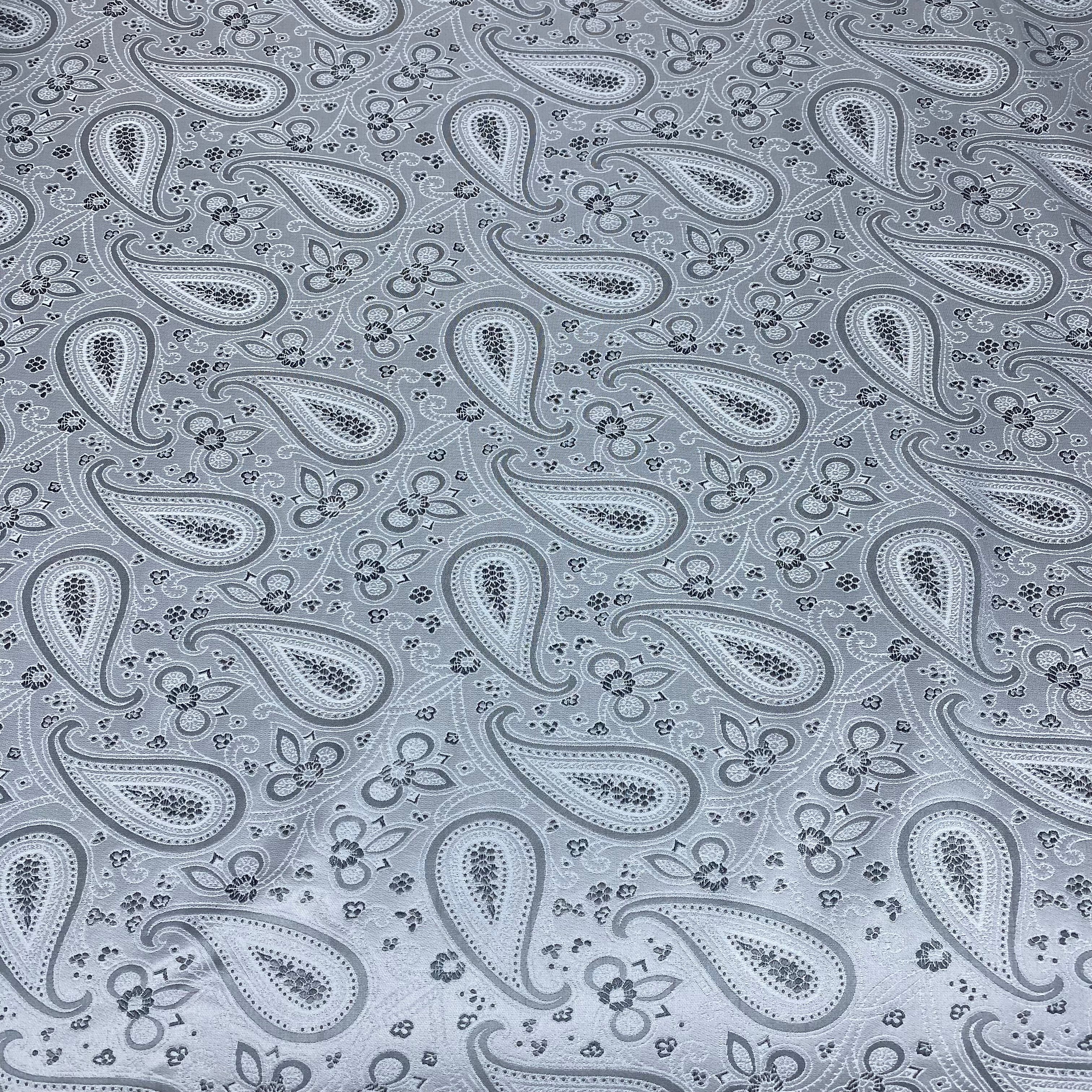 Paisley Silk/Polyester Jacquard - Grey - Remnant