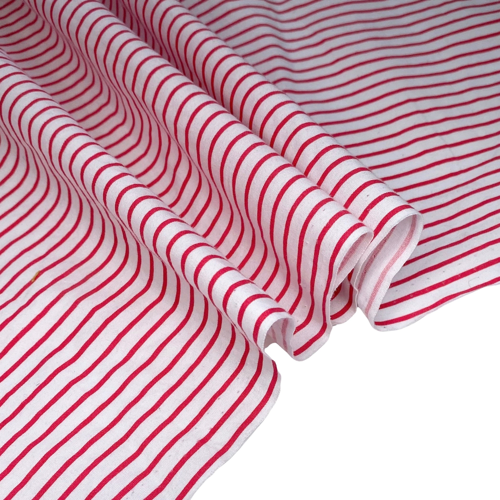 Striped Printed Cotton - White/Red