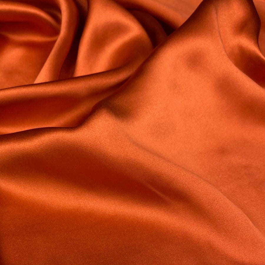 Mulberry Silk Charmeuse Satin - Deep Orange