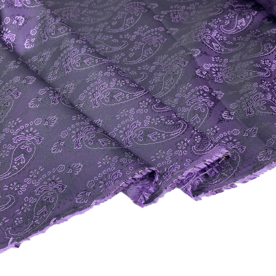 Paisley Silk/Polyester Jacquard - Purple / Black