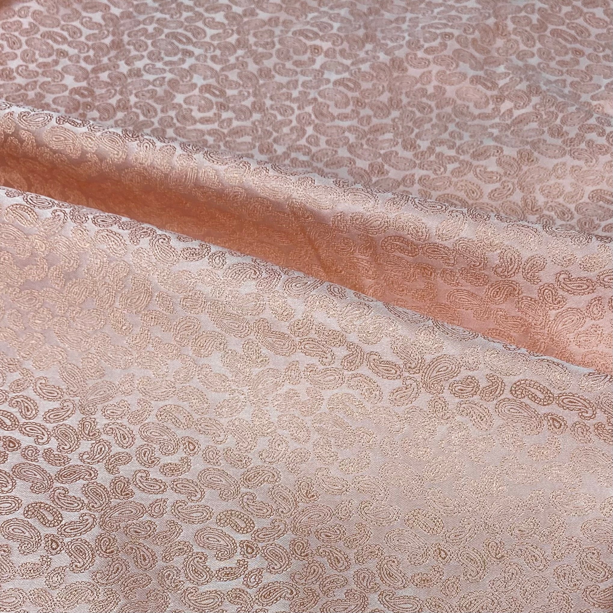 Paisley Silk/Polyester Jacquard - Peach - Remnant