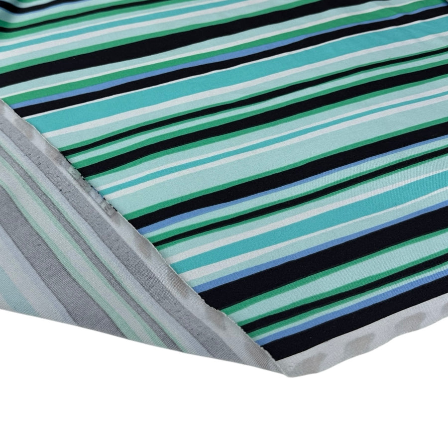 Variegated Striped Stretch Knit - Blue/Green/Black/White