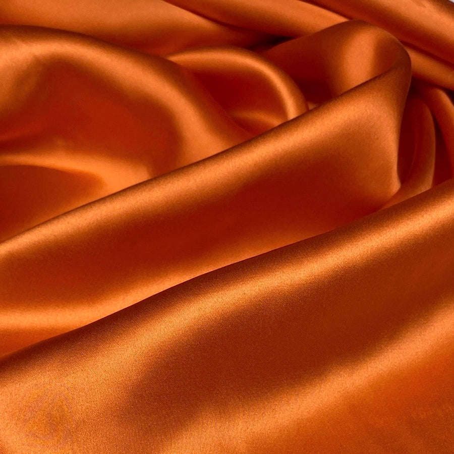 Mulberry Silk Charmeuse Satin - Tangerine