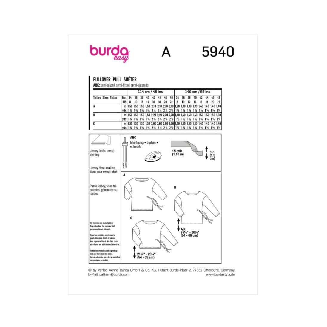 Burda Easy 5940 - Top Sewing Pattern