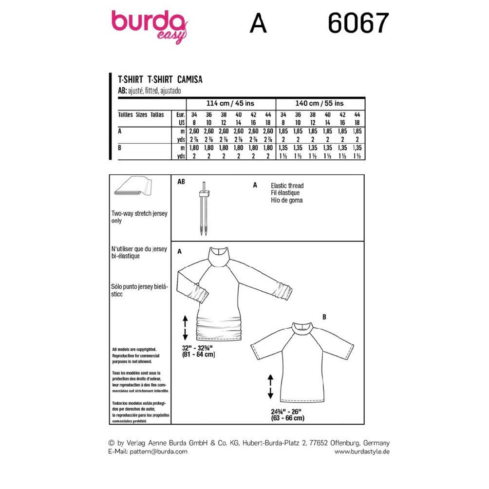 Burda Easy 6067 - T-Shirt Sewing Pattern