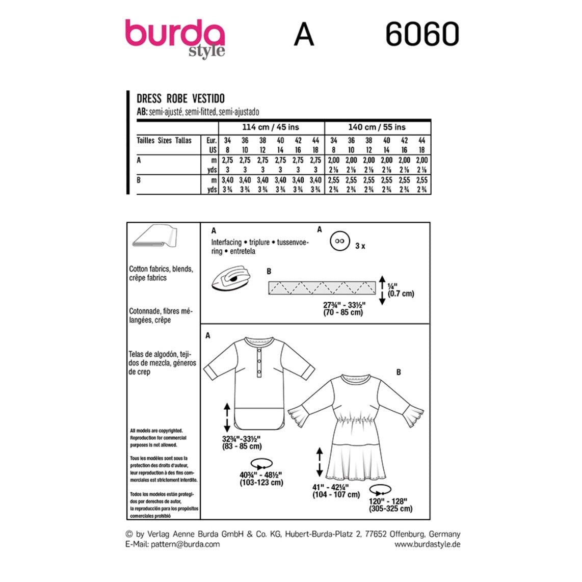 Burda Style 6060 - Dress Sewing Pattern