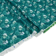 Floral Printed Polyester Jersey - Green/White