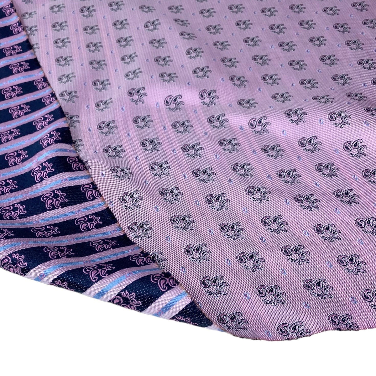 Silk Paisley Jacquard Remnant - Pink/Navy/Light Blue