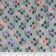 Printed Floral Embroidered Lace - Green/Purple/Red