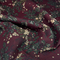 Floral Patterned Upholstery Remnant - Burgundy/Green/Gold