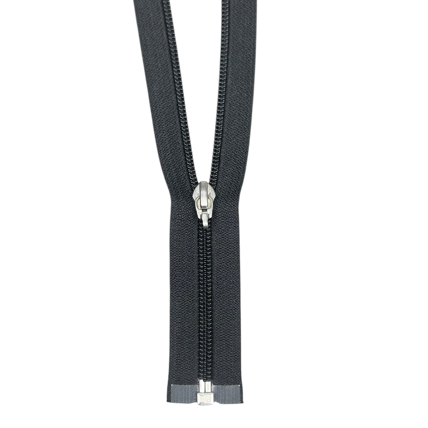 Coil One-Way Open End YKK Zipper 27” - Black/Silver