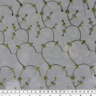Floral Vines Embroidered Mesh - Black/