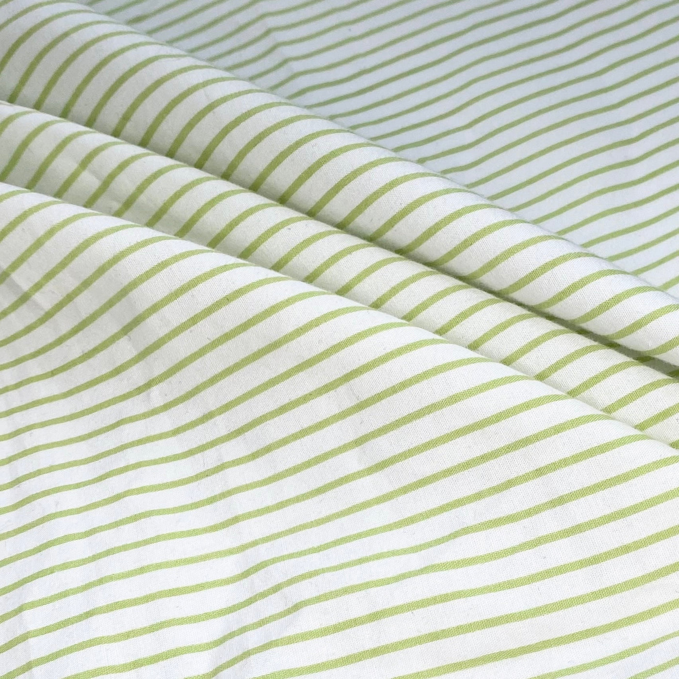 Striped Printed Cotton - White/Green