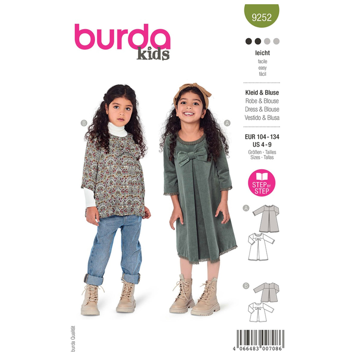 Burda Kids 9252 - Dress & Blouse Sewing Pattern