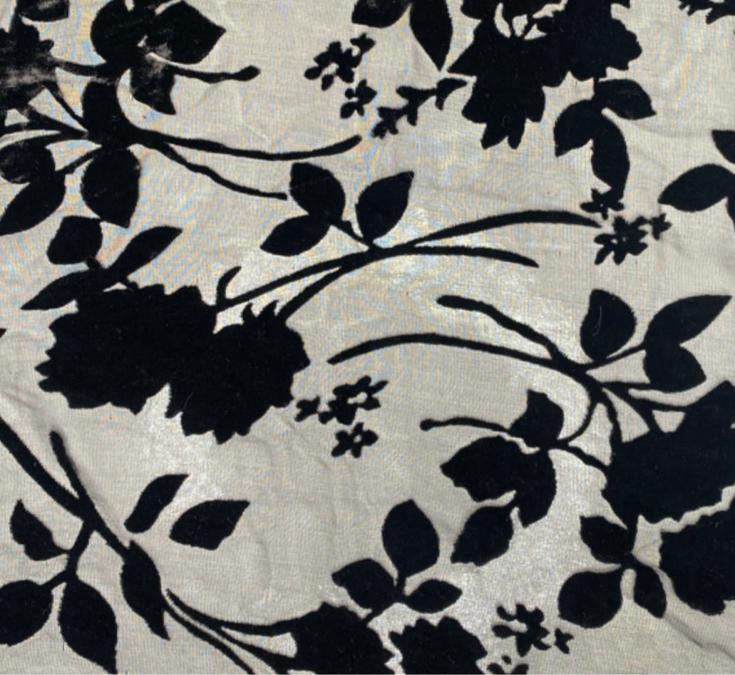 Floral Burnout Silk Chiffon - Black