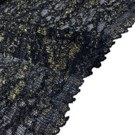 Stretch Floral Corded Lace with Finished Edges - Black/Gold