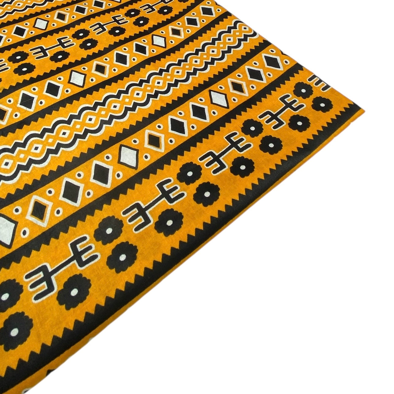 Super Wax African Printed Cotton - Striped - Golden Yellow/Black