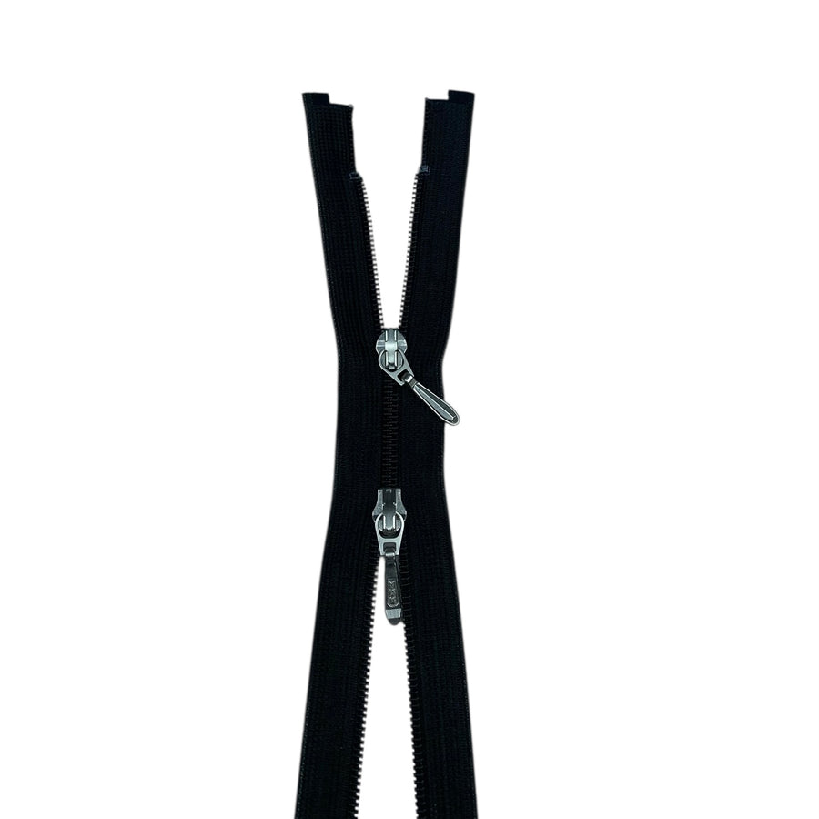 Two Way Opened-End 16” YKK Zipper - Black/Silver