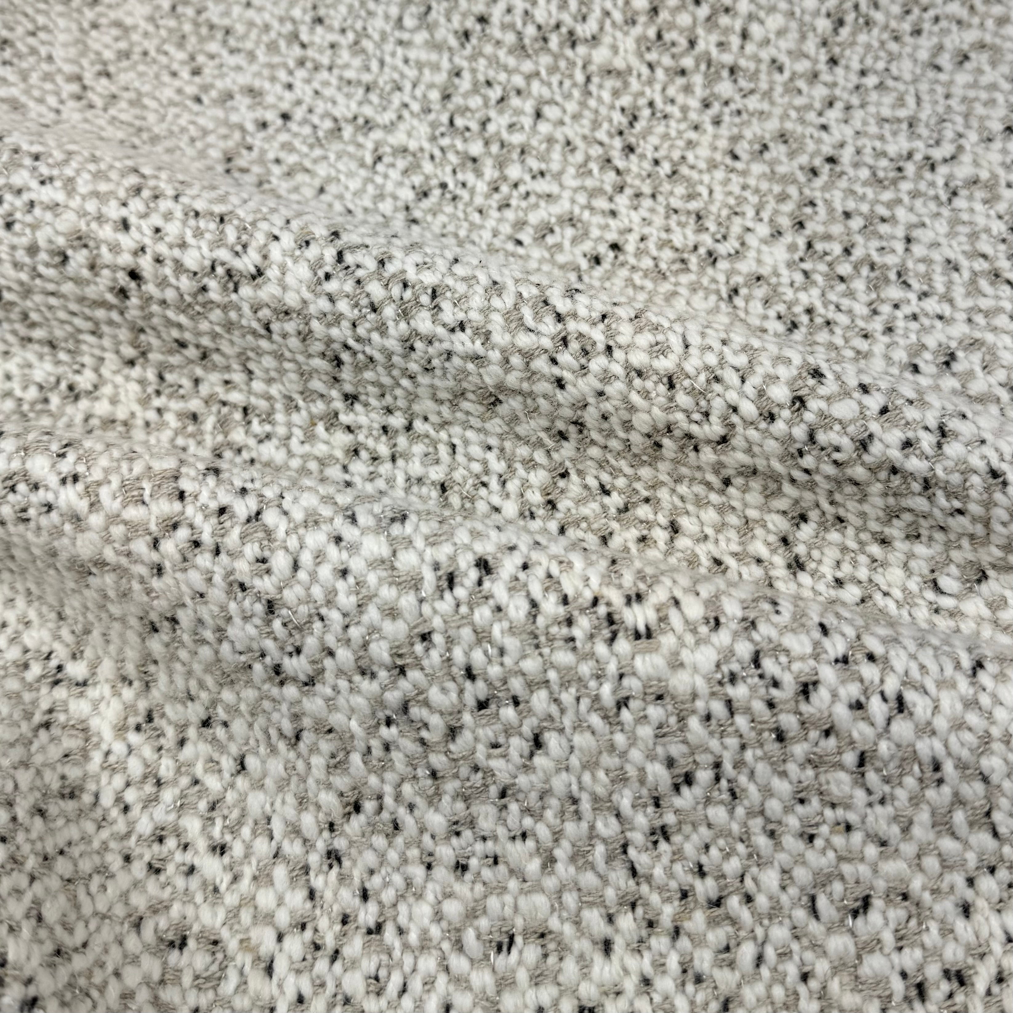 Boucle Wool Upholstery Remnant - White/Beige/Black/Silver