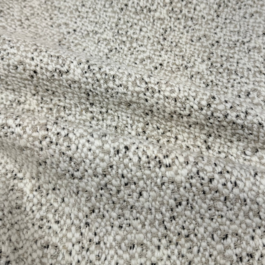Boucle Wool Upholstery Remnant - White/Beige/Black/Silver