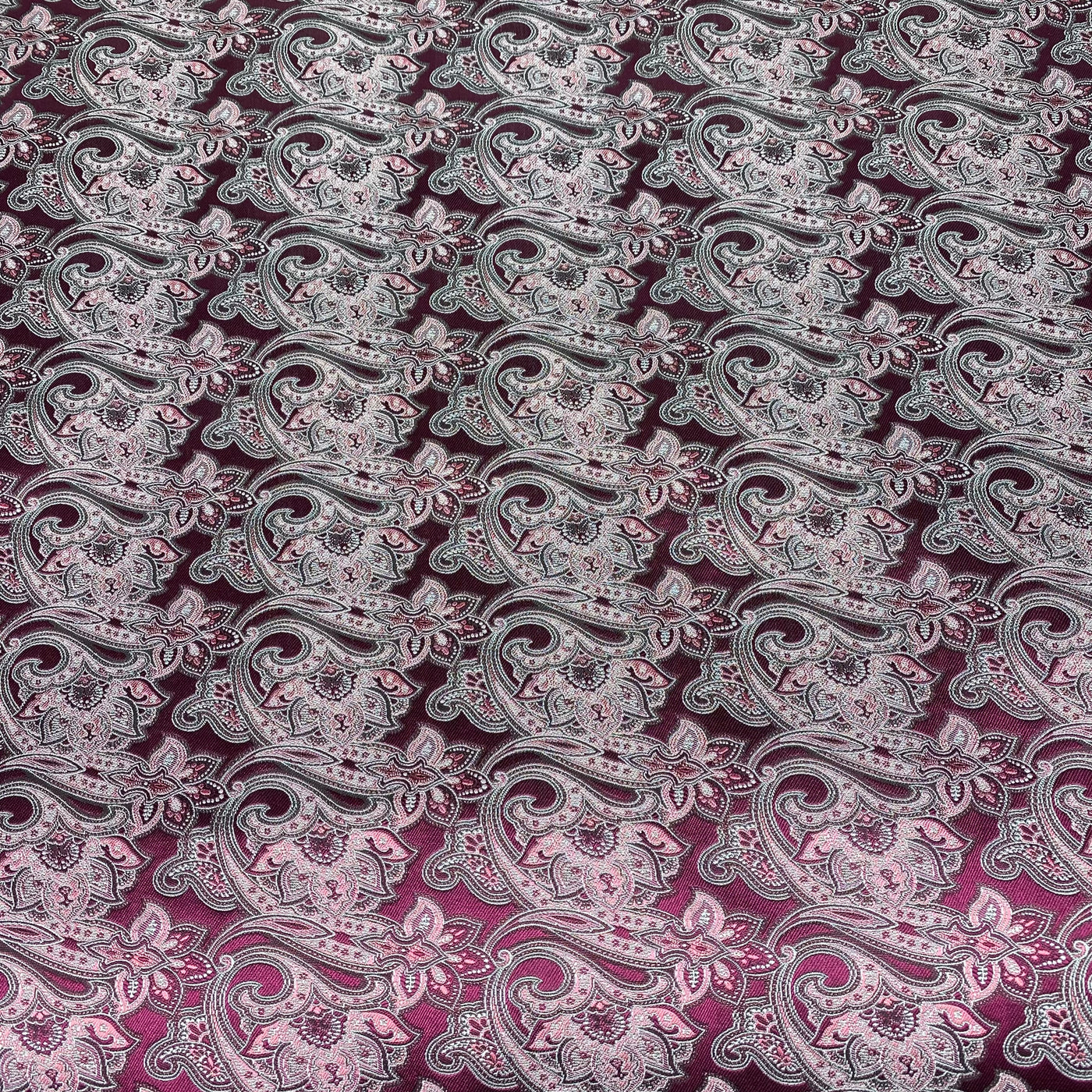 Paisley Silk/Polyester Jacquard - Magenta / Pink - Remnant