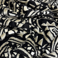 Paisley Cotton Velvet Upholstery Remnant - Cream/Beige/Black