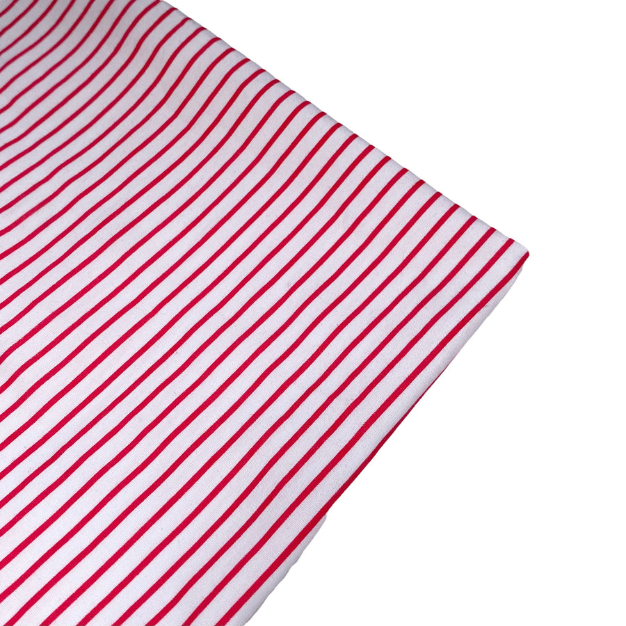 Striped Printed Cotton - White/Red