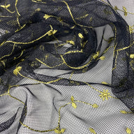 Floral Vines Embroidered Mesh - Black/