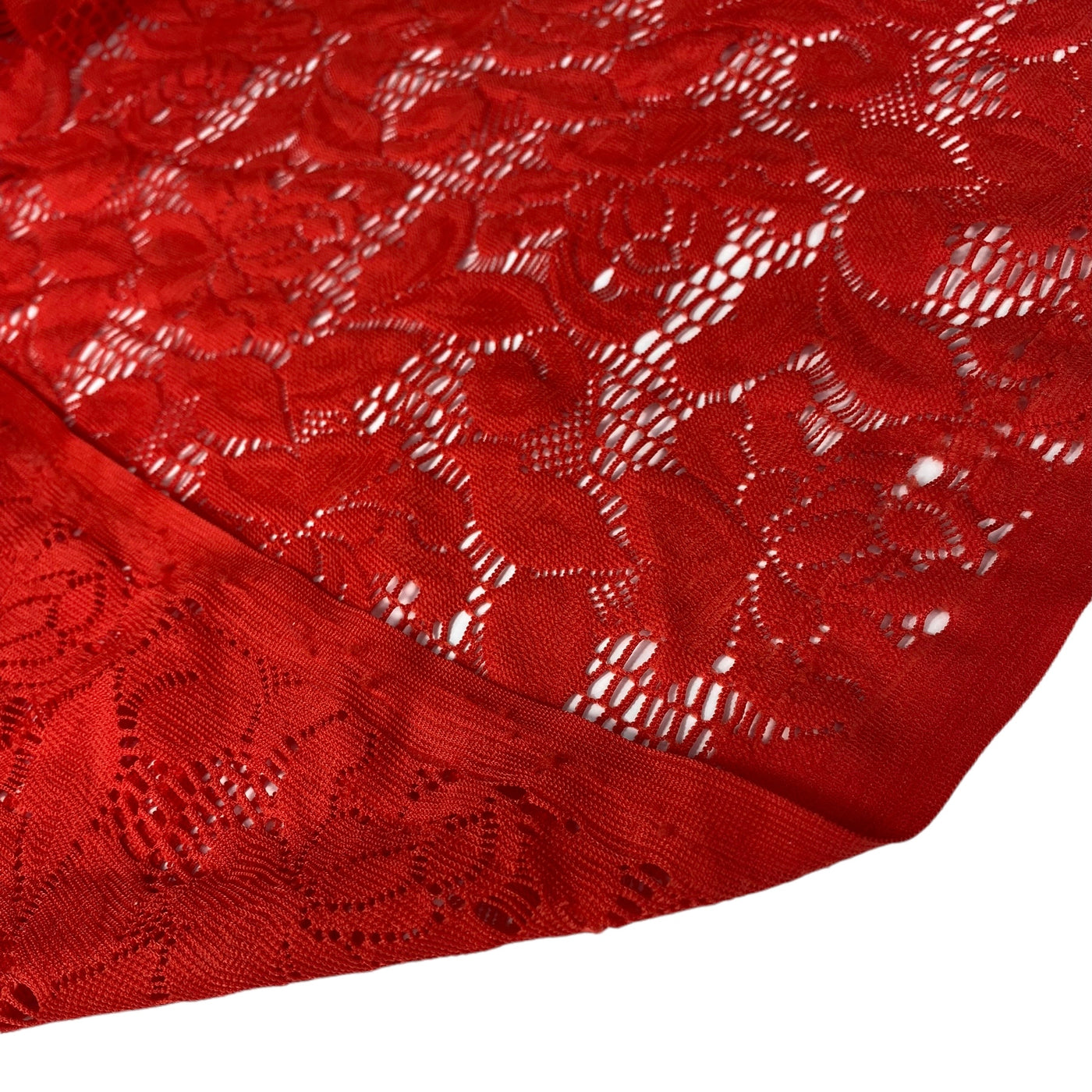 Stretch Floral Lace - 52” - Red