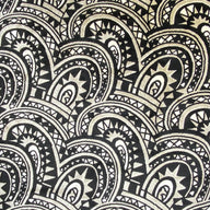Patterned Cotton Velvet Upholstery - Designer Remnant - Black/Beige/Off White