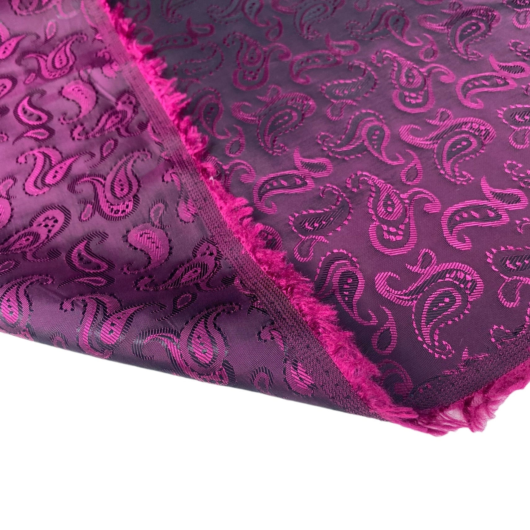 Two Tone Paisley Jacquard Lining - Fuchsia/Black