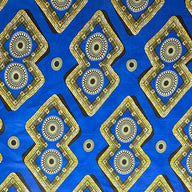 African Printed Cotton - Blue/Yellow