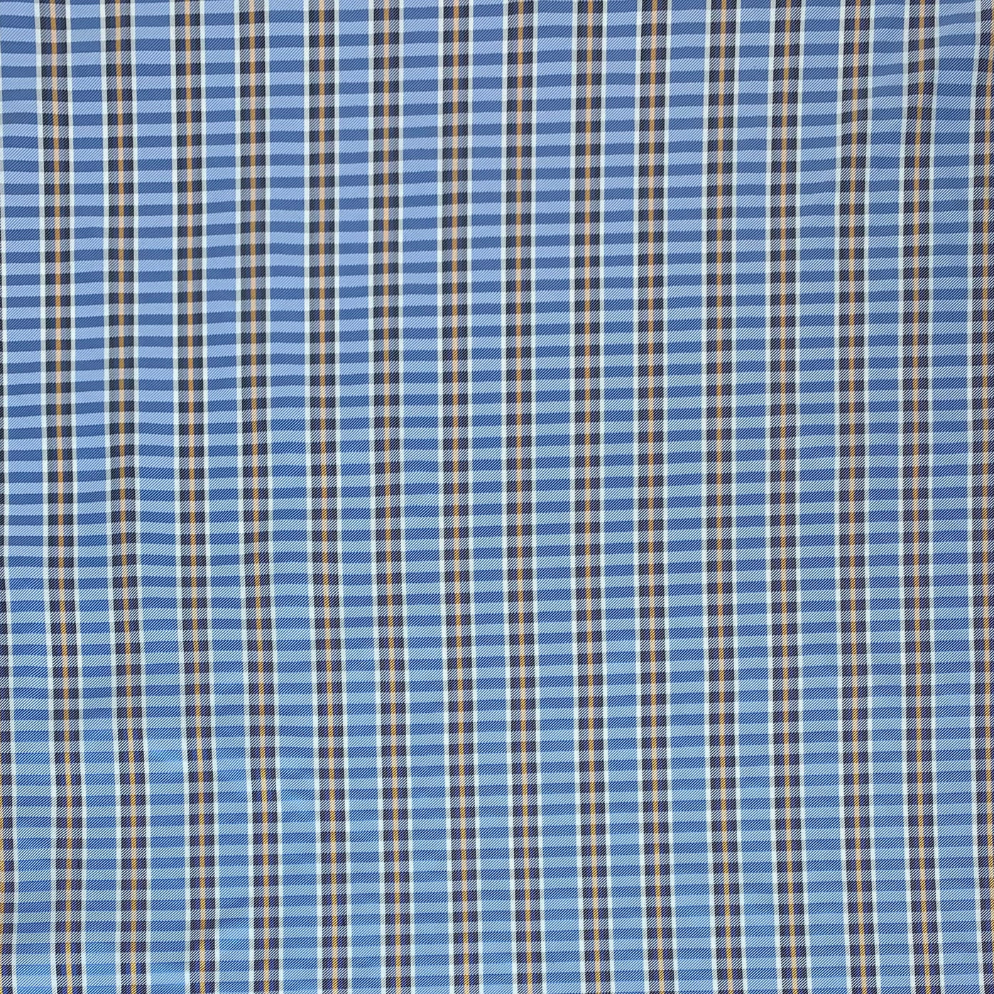 Plaid Silk/Polyester - Blue / White / Yellow - Remnant